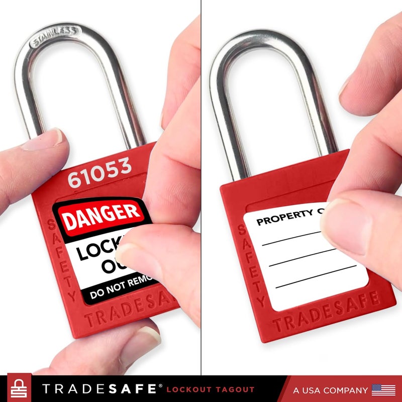 TRADESAFE Lockout Tagout Locks Set - 10 Red Loto Locks  Lockout Locks Keyed Different  1 Key Per Lock  OSHA Compliant Lock Out Tag Out Padlocks  Safety Padlocks for Electrical Lockout Tag Out Kits - Image 5